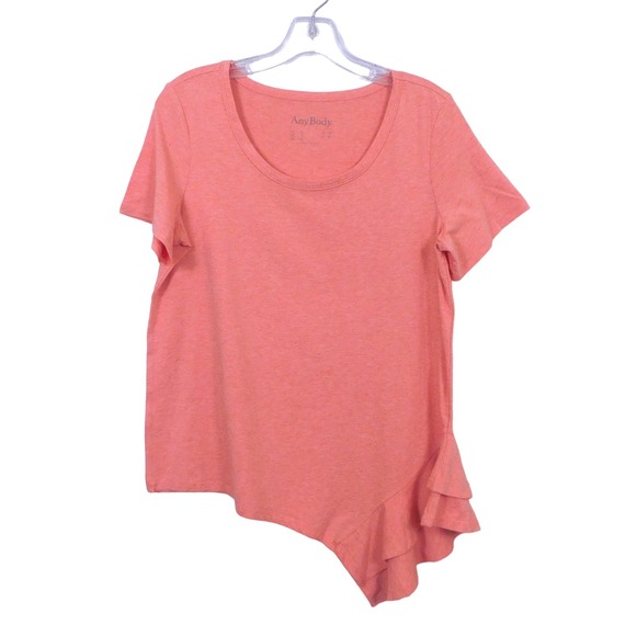 AnyBody Tops - AnyBody Cozy Knit Side Ruffle T-shirt, Pink, Size S